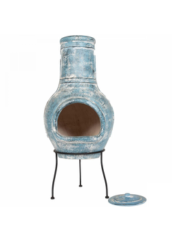 Banded Large Chimenea - Blue